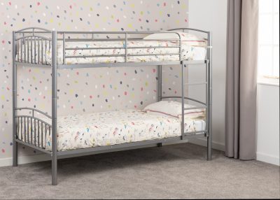 Metal frame twin outlet bunk beds