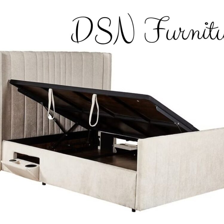 Clara 4'6 Beige Double Storage Bed