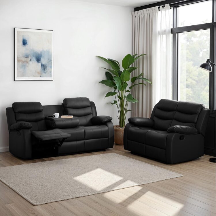 Roma Black 3+2 Recliner Suite