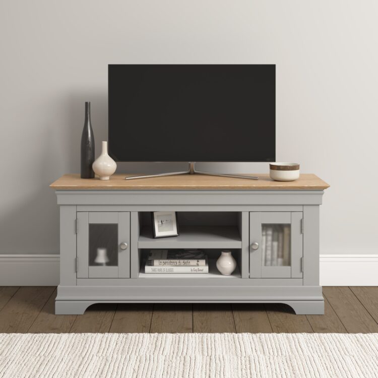 Bordeaux Small TV Stand Pebble Grey / Oak