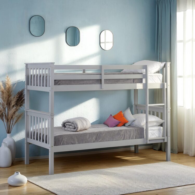 Grey Single Bunks Complete With Mattresses