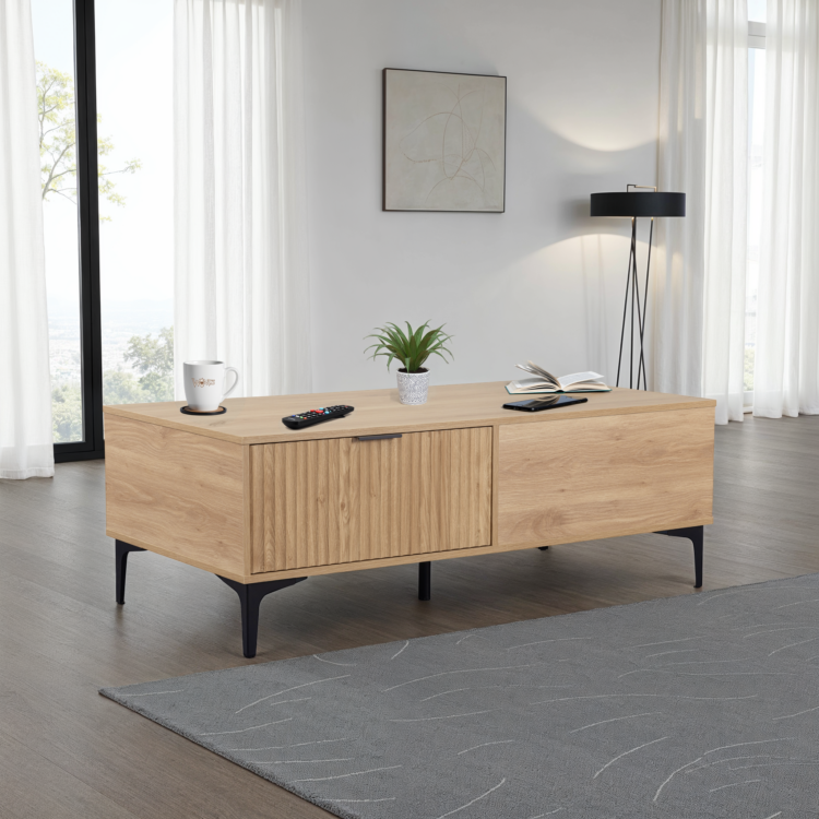 Miami 2 Drawer Coffee Table Oak Effect / Black