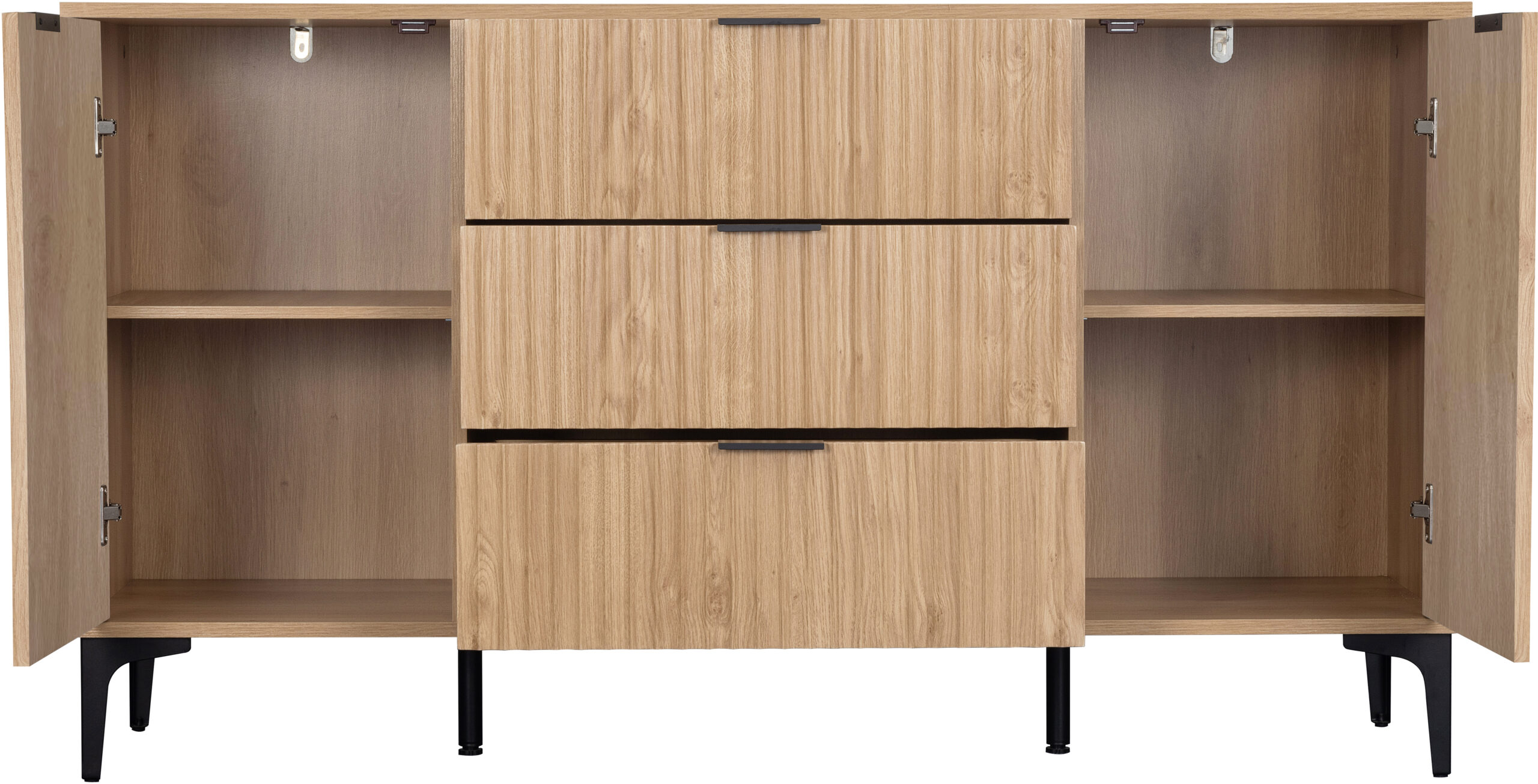 Miami 2 Door 3 Drawer Sideboard Oak Effect / Black - Image 2