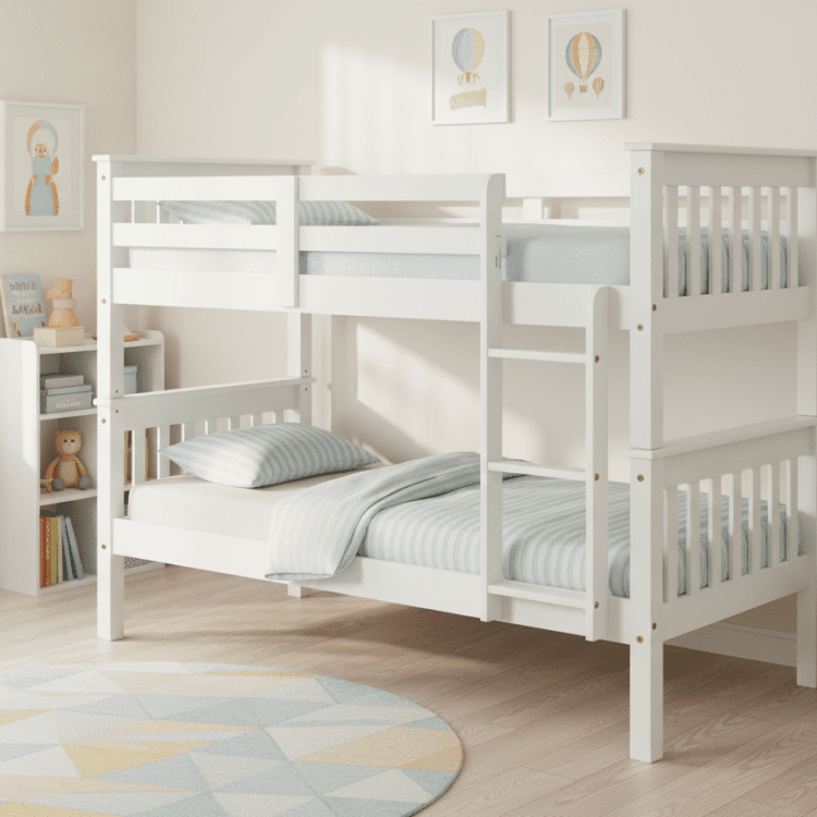 White Single Bunks Complete With Mattresses