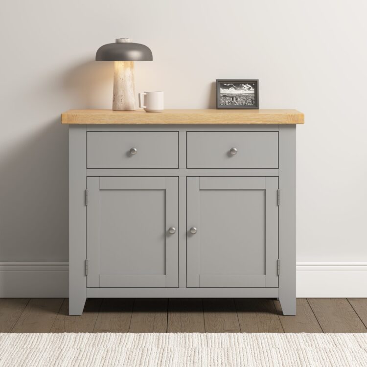 Windsor 2 Door 2 Drawer Sideboard Pebble Grey / Oak