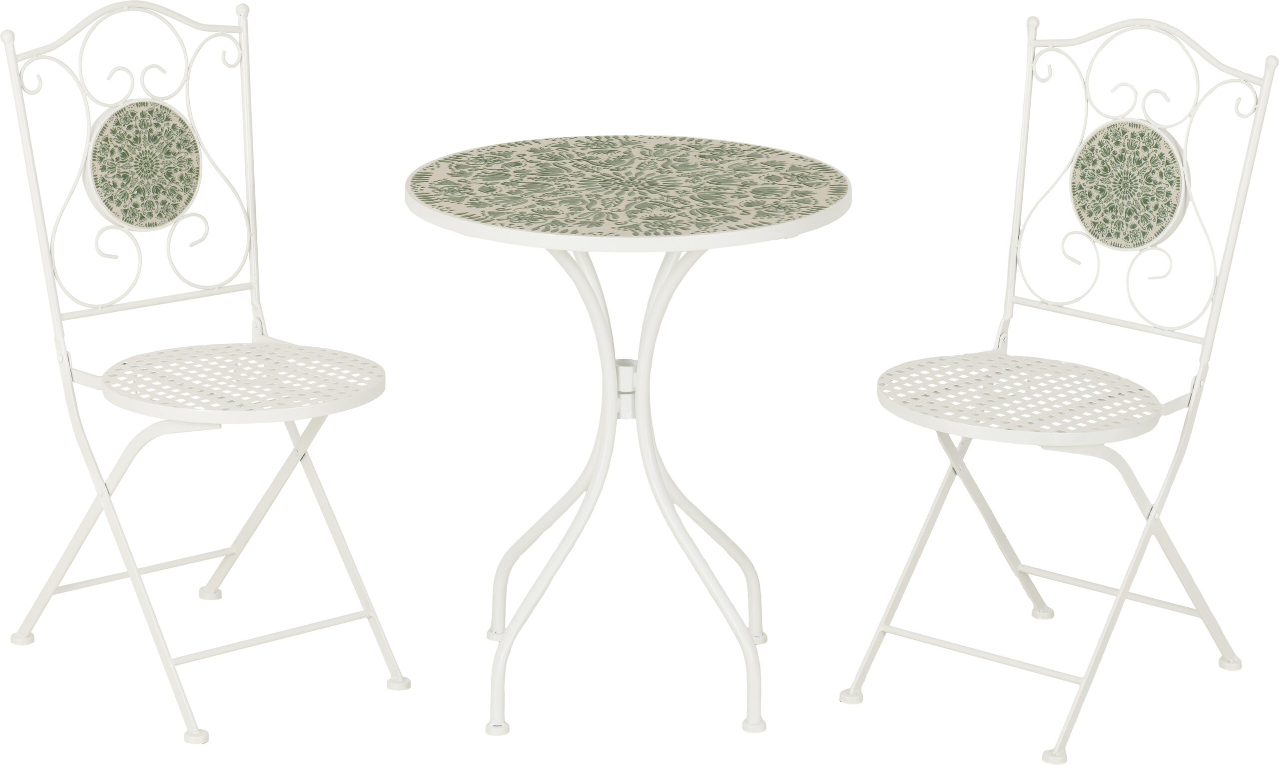 Ferne Patio Dining Set White / Green Leaf - Image 2