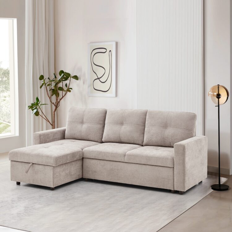 Beige Lily Corner Sofa Bed
