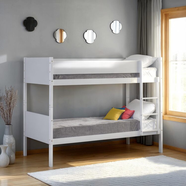Bruno 3' Bunk Bed White Complete With Mattresses