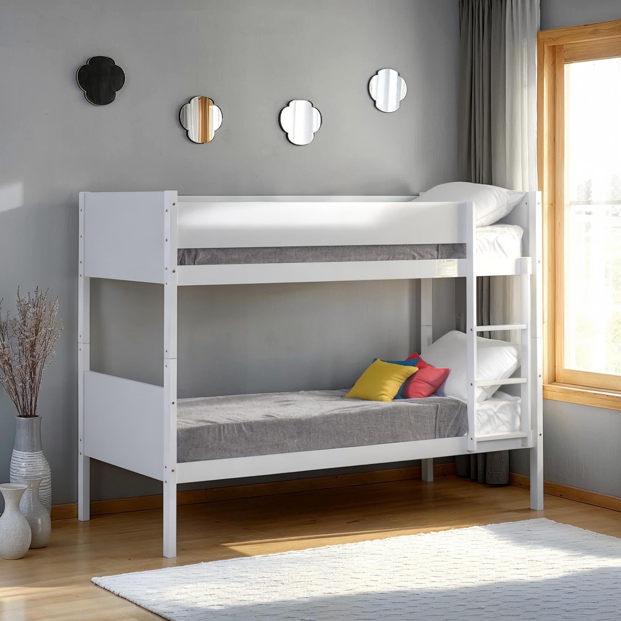 Bruno 3' Bunk Bed White Complete With Mattresses