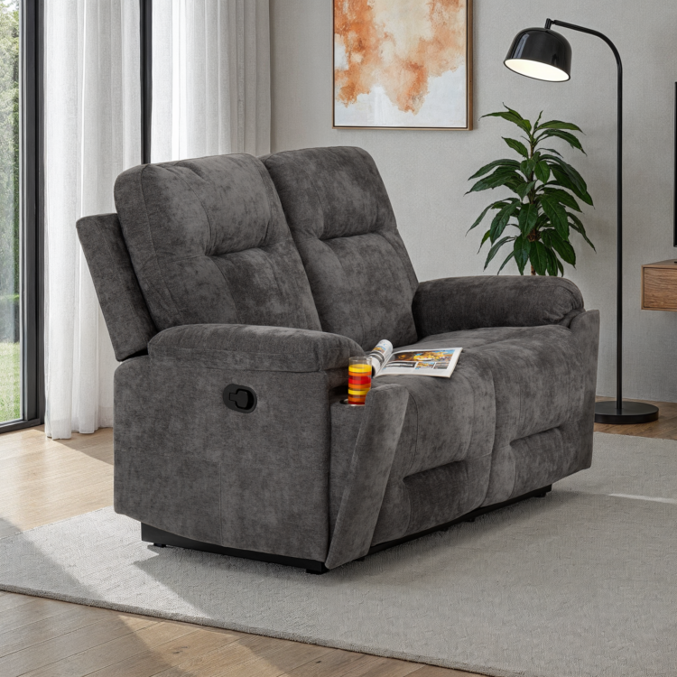 Guildford 2 Seater Recliner Sofa Grey Fabric