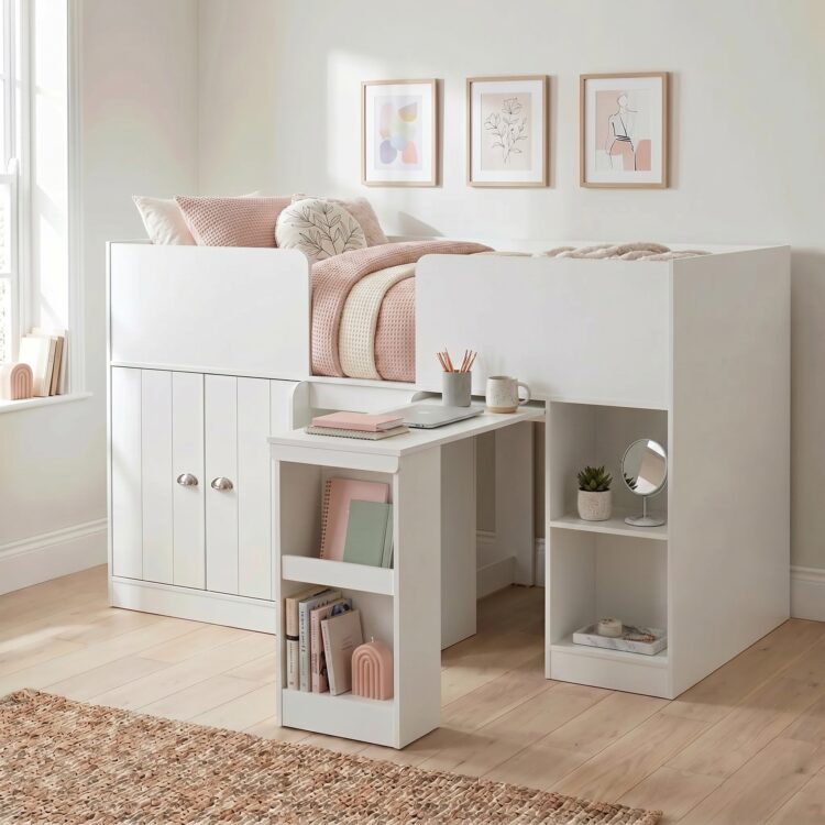 Orlando Study Bunk White Complete With Mattress