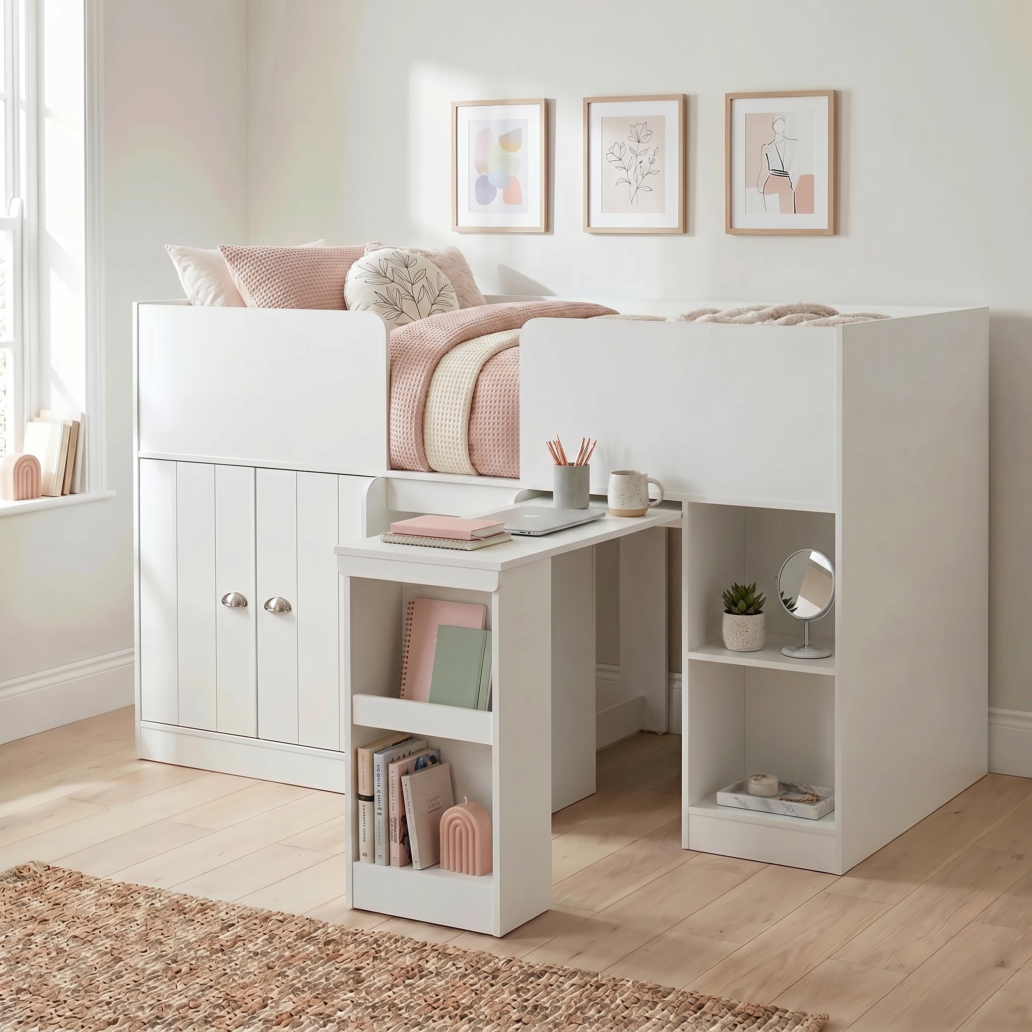 Orlando Study Bunk White Complete With Mattress