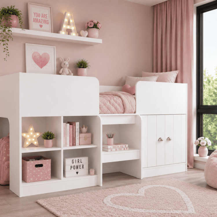 Orlando White Wooden Low-Sleeper Bed & Mattress