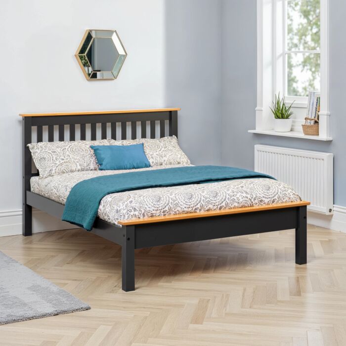 Monaco 5' Bed Low Foot End Dark Grey / Oak Effect