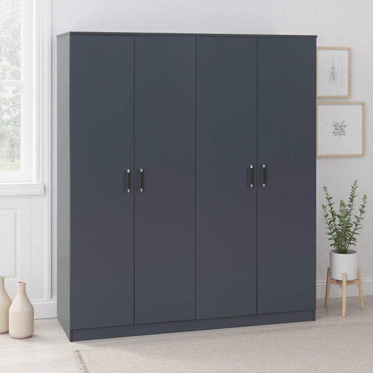 Dakota 4 Door Wardrobe Dark Grey