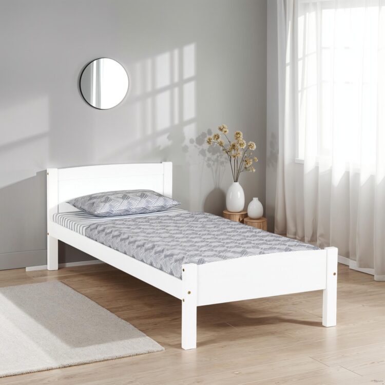 3ft Single White Wooden Bed Frame