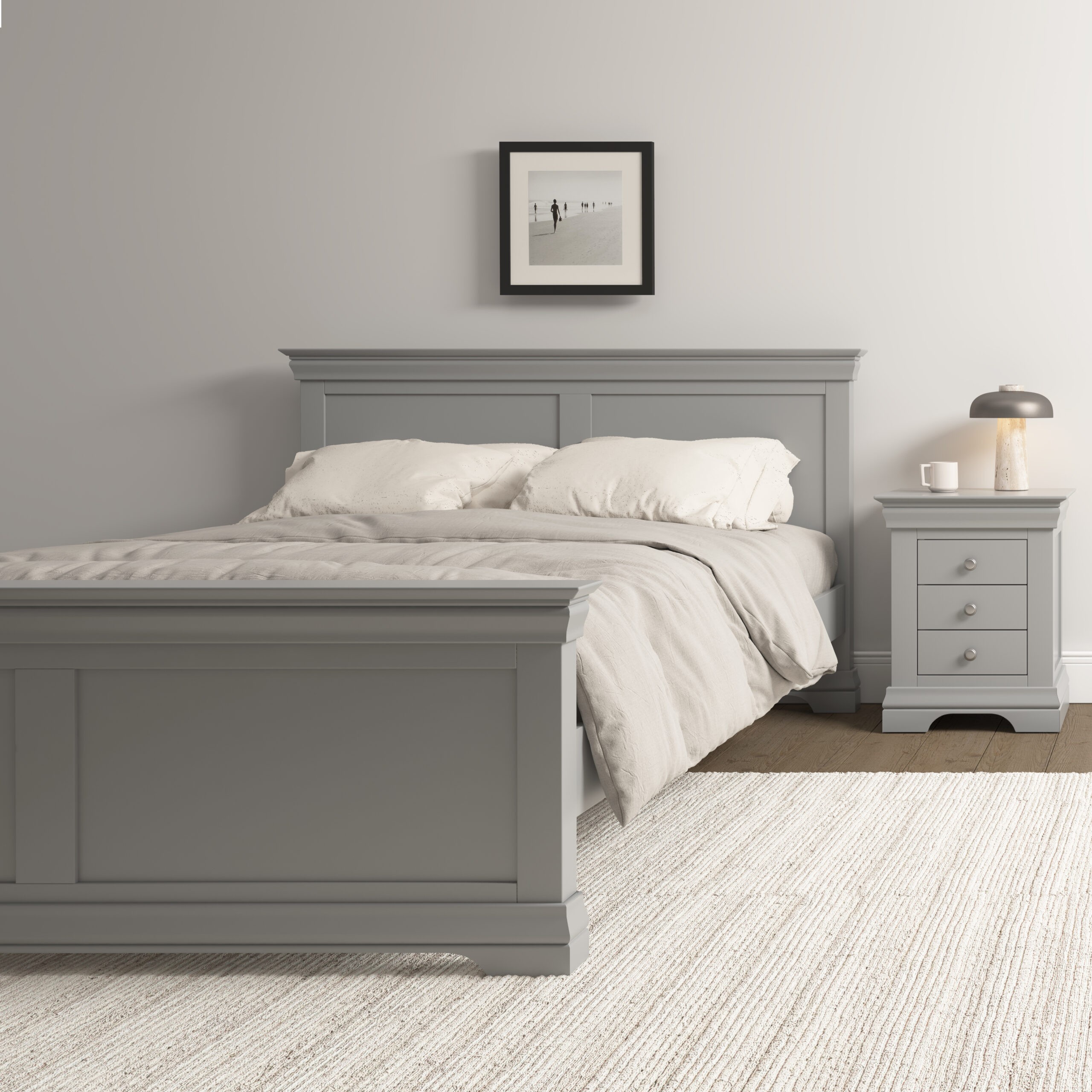 Bordeaux 4'6" Bed High Foot End Pebble Grey