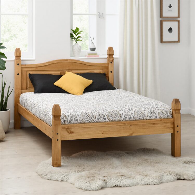 Corona 4'6" Bed Low Foot End Distressed Waxed Pine