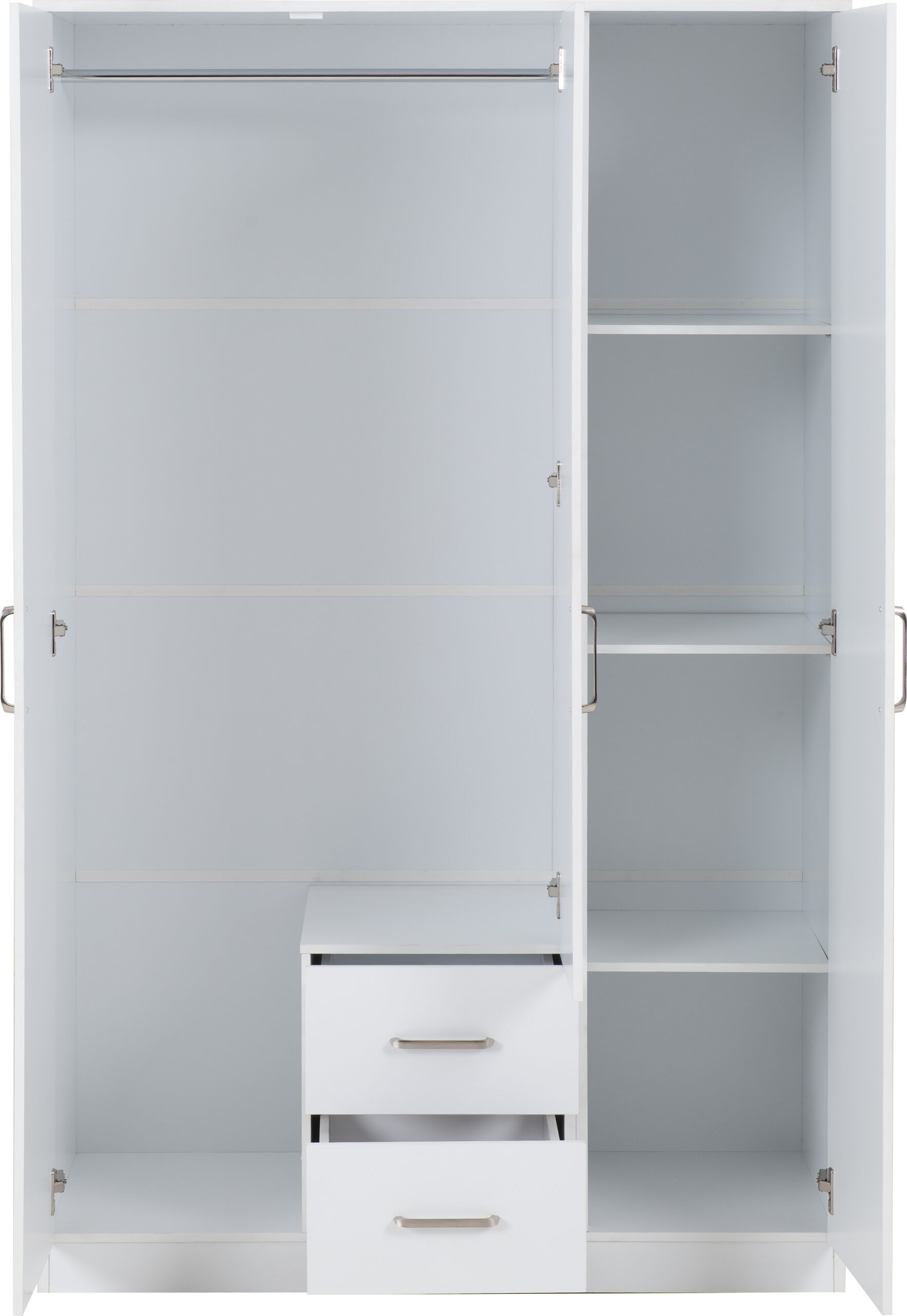 Dakota 3 Door 2 Drawer Mirrored Wardrobe White - Image 2
