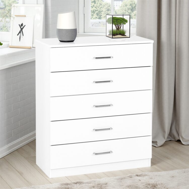 Dakota 5 Drawer Chest White