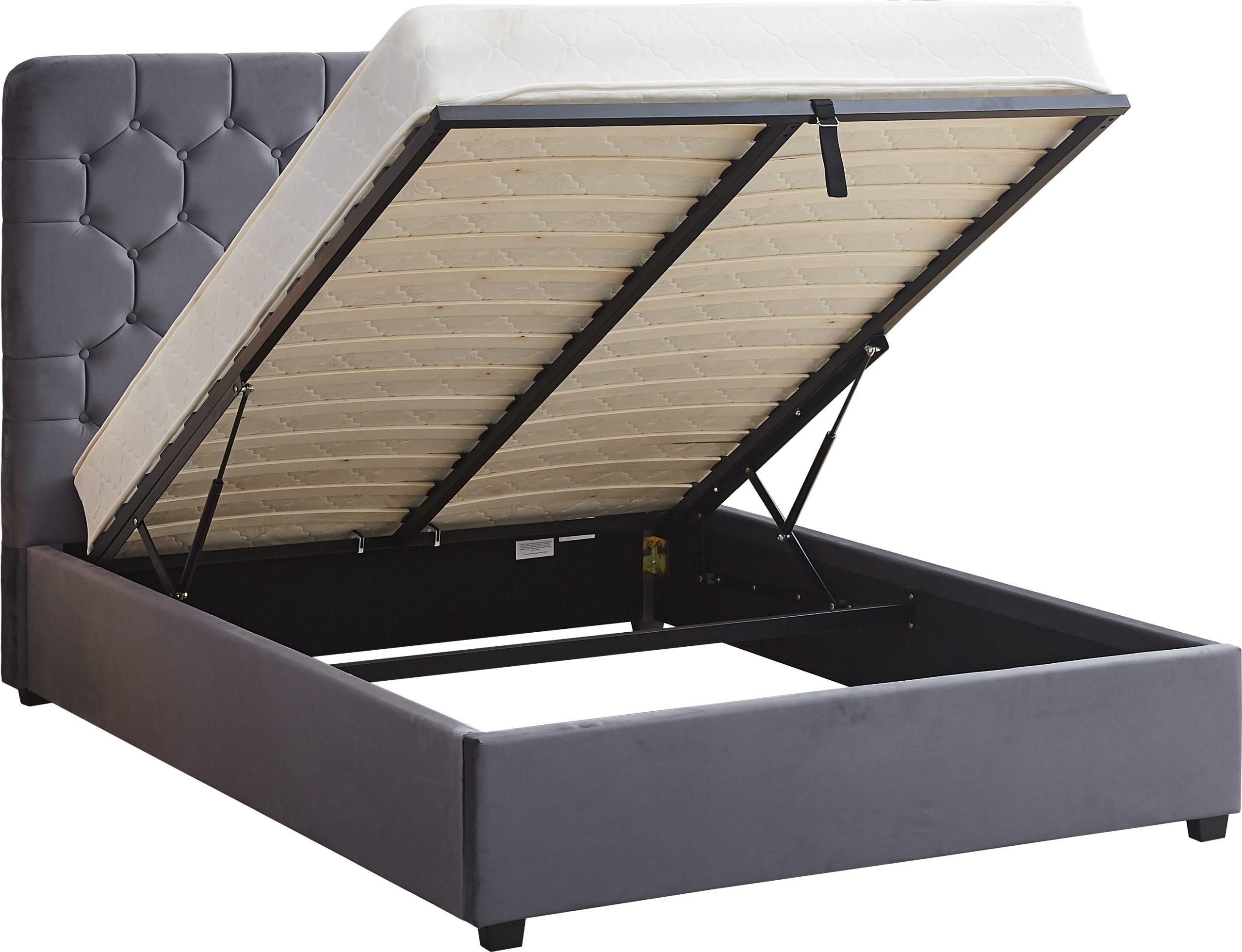 Madison Ottoman 5' Bed Grey Velvet Fabric - Image 2