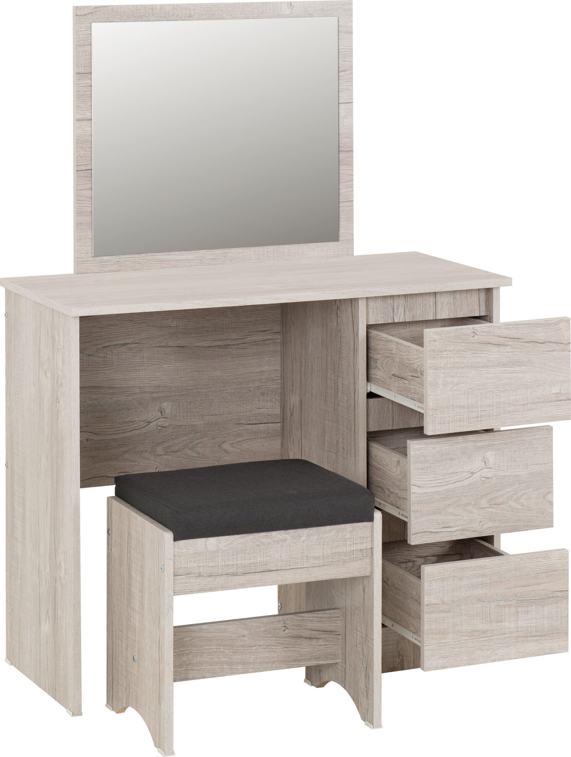 Malvern 3 Drawer Dressing Table Set Urban Snow/Steel Fabric - Image 2