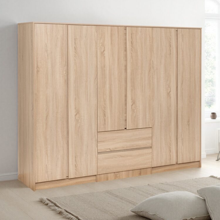 Malvern 6 Door 2 Drawer Wardrobe Sonoma Oak Effect