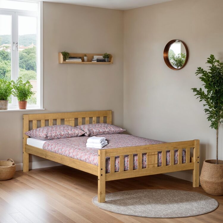 Rio 4ft6 Double Wax Pine Wooden Bed Frame