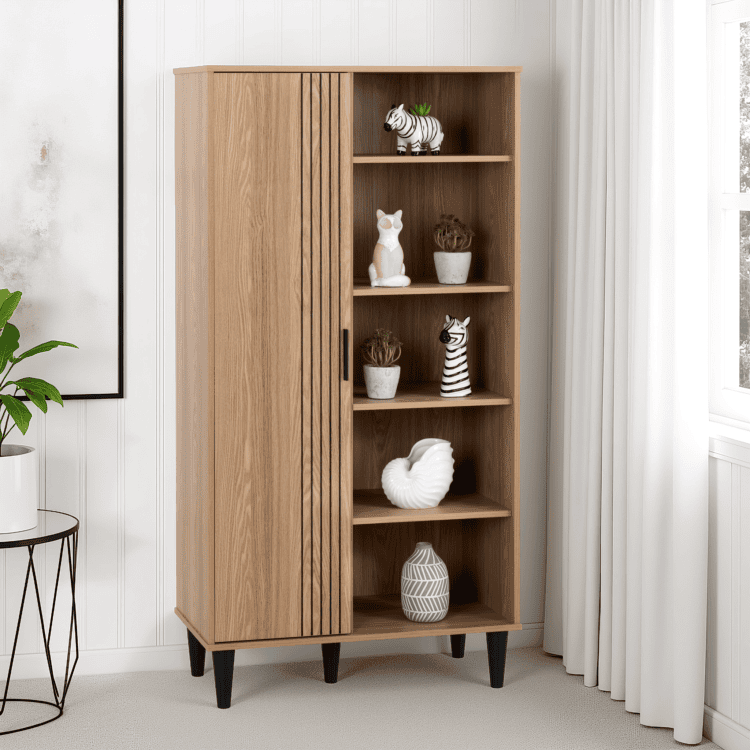 Tessa 1 Door Bookcase Unit Natural Oak Effect