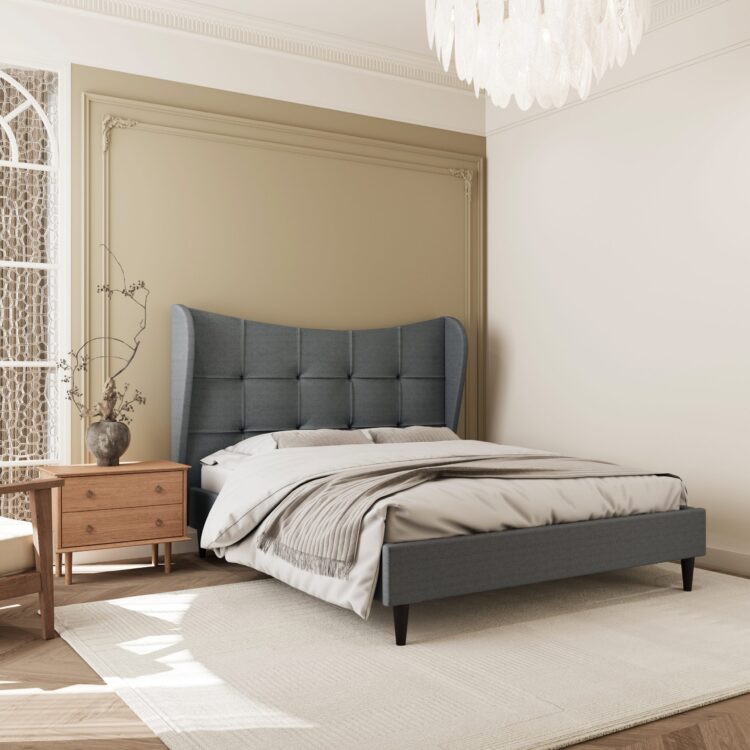 Verona 4'6" Bed Grey Fabric