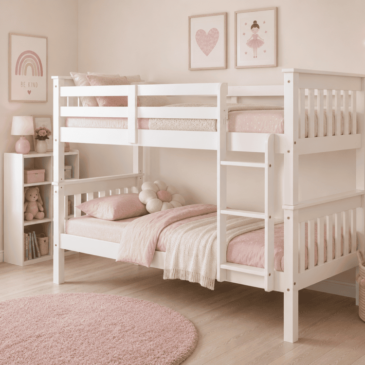 White Single Bunks Complete With Mattresses