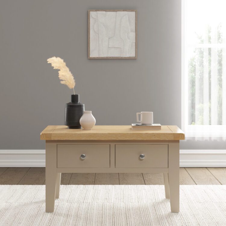 Windsor 2 Drawer Coffee Table Putty/Oak