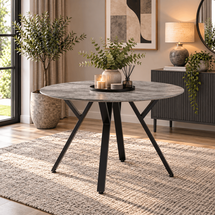 Athens 100cm Concrete Effect Round Dining Table