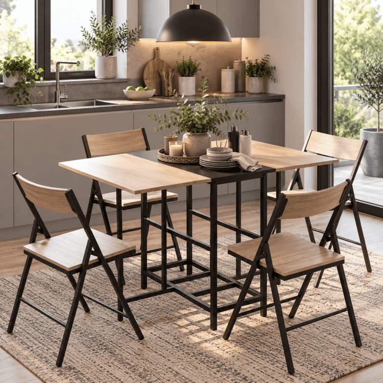 Jersey Butterfly Dining Set Light Oak Effect/Black