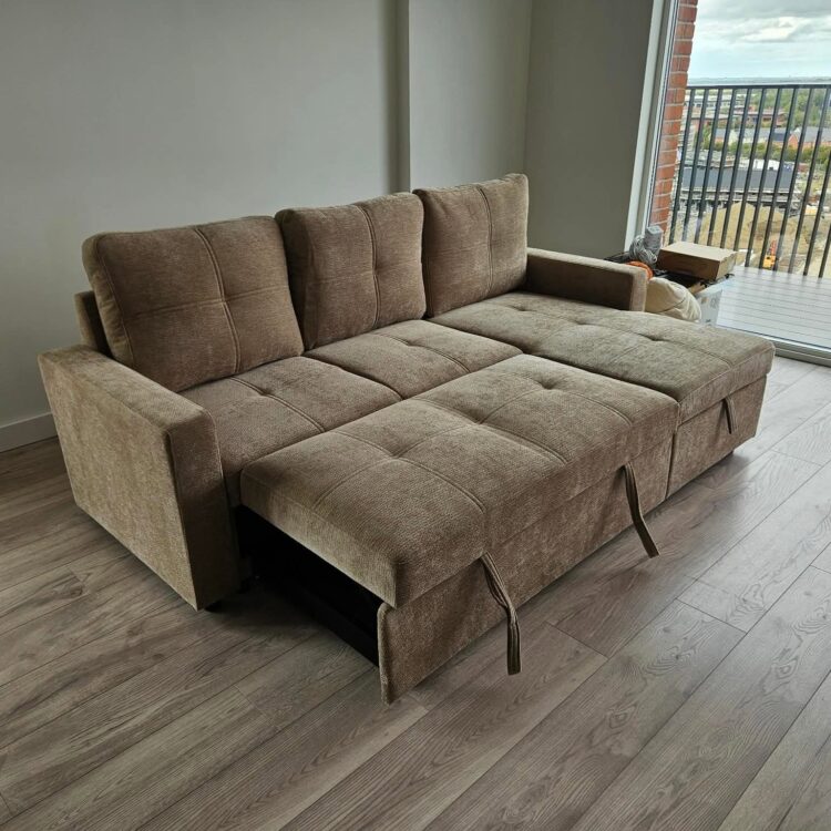 Beige Lily Corner Sofa Bed