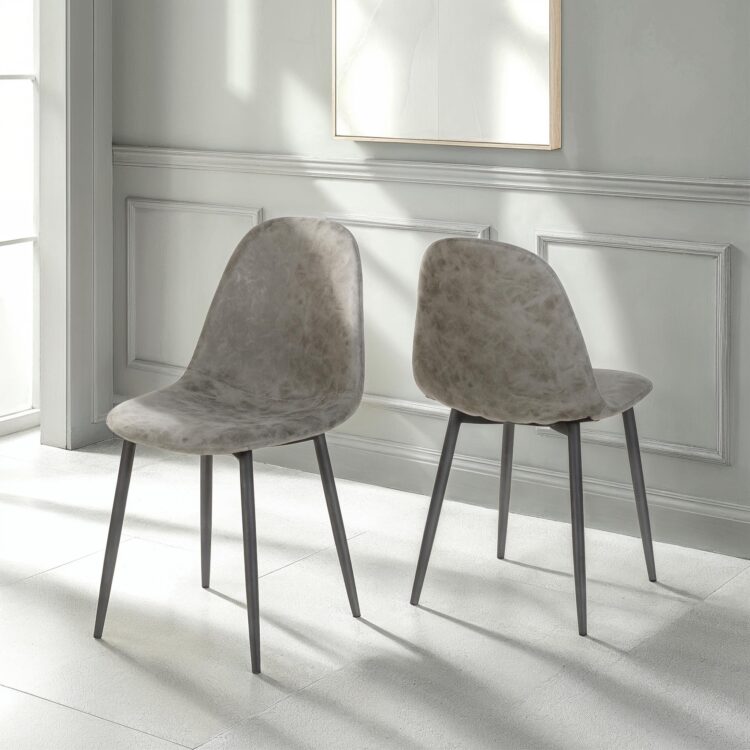 Athens Chair (Box of 2) Grey Faux Leather