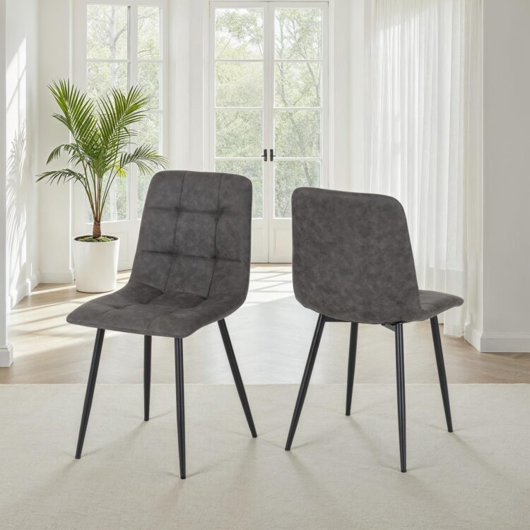 Fenton Chair (Box of 2) Dark Grey Suede Fabric