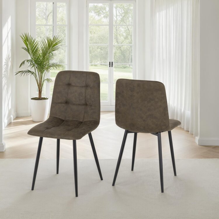 Fenton Chair (Box of 2) Olive Green Suede Fabric