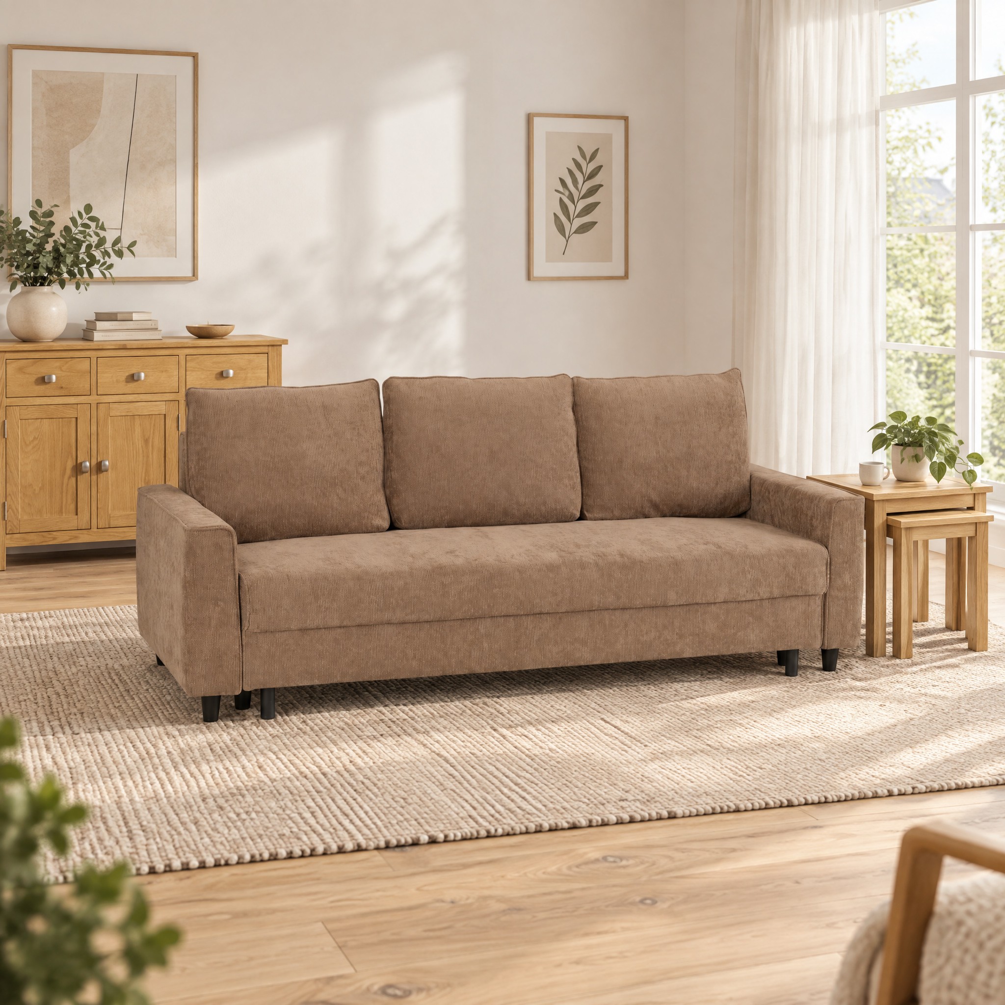 Hudson Sofa Bed Brown Fabric