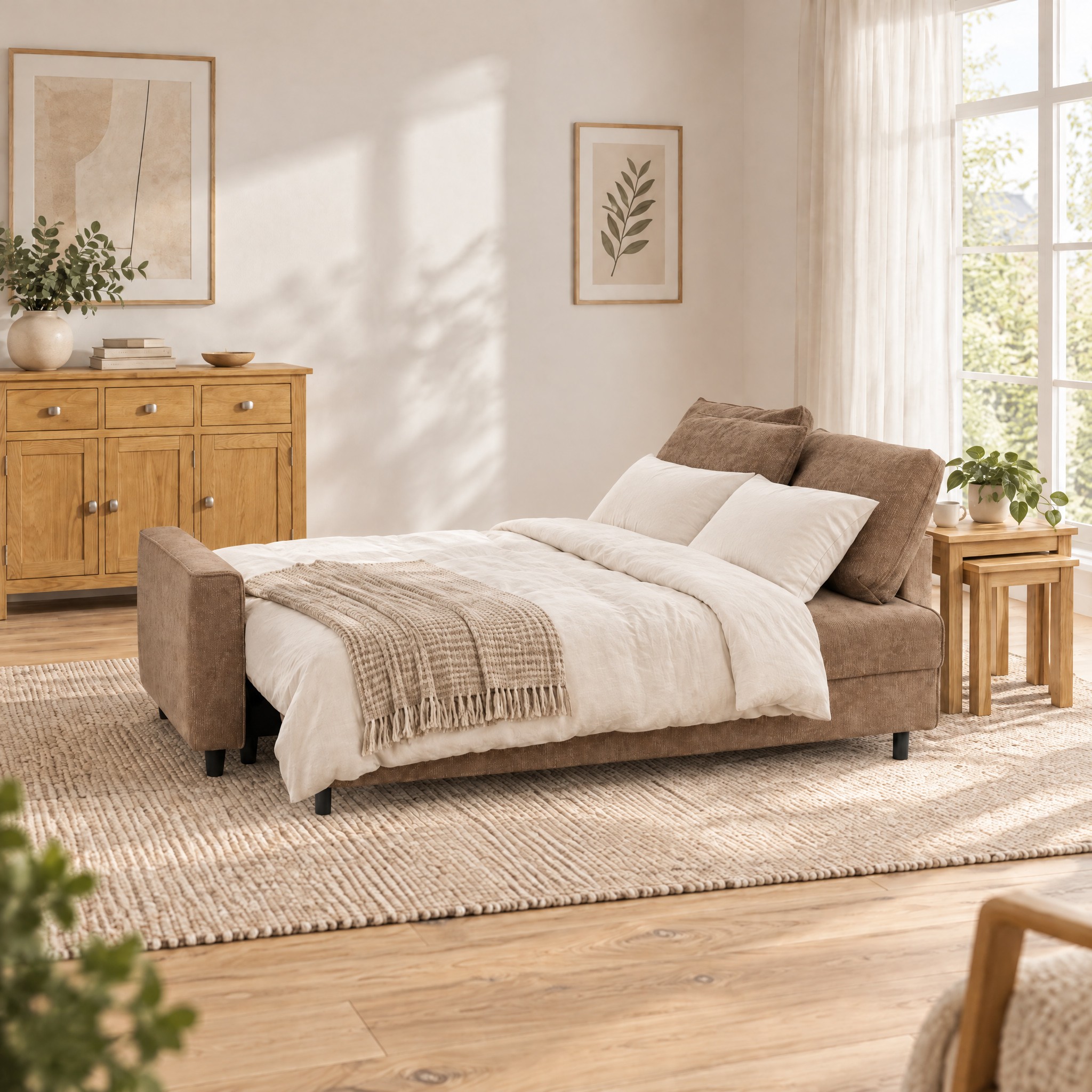 Hudson Sofa Bed Brown Fabric - Image 2
