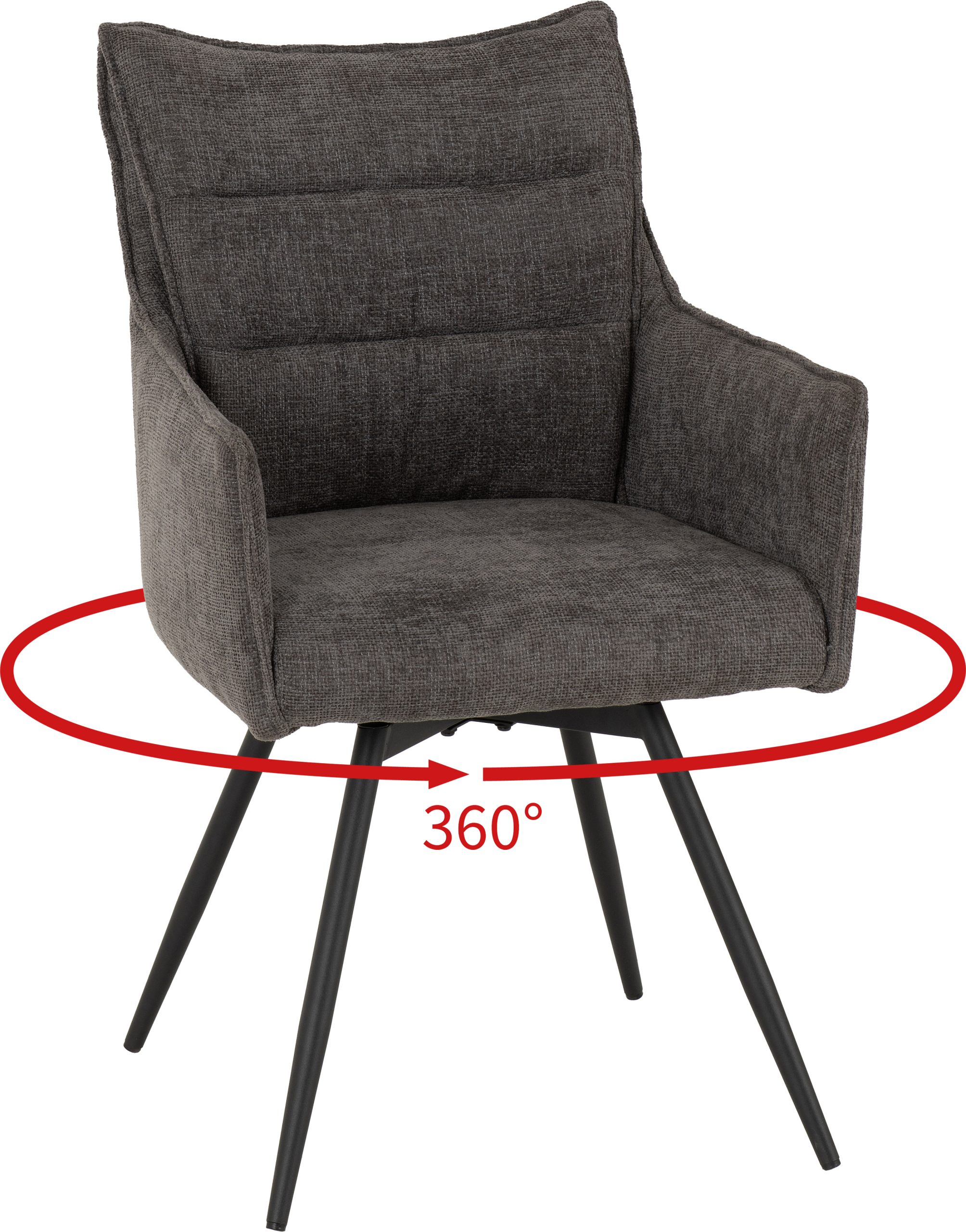 Lewis Carver Swivel Chair (2 Per Box) Grey Fabric - Image 2
