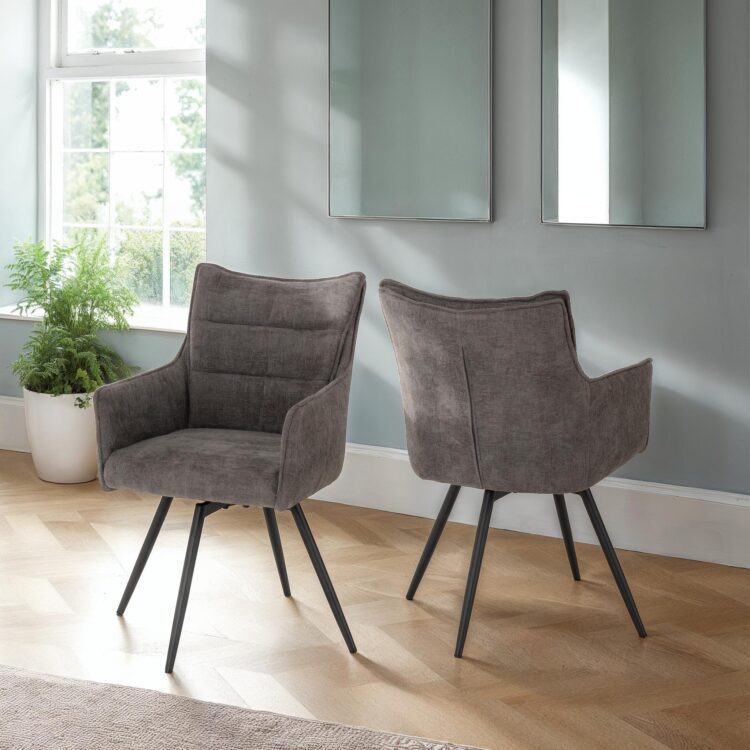 Lewis Carver Swivel Chair (2 Per Box) Grey Fabric