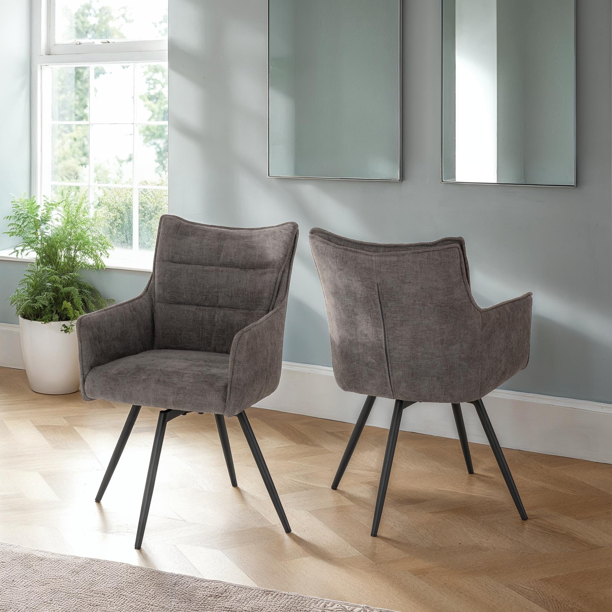 Lewis Carver Swivel Chair (2 Per Box) Grey Fabric