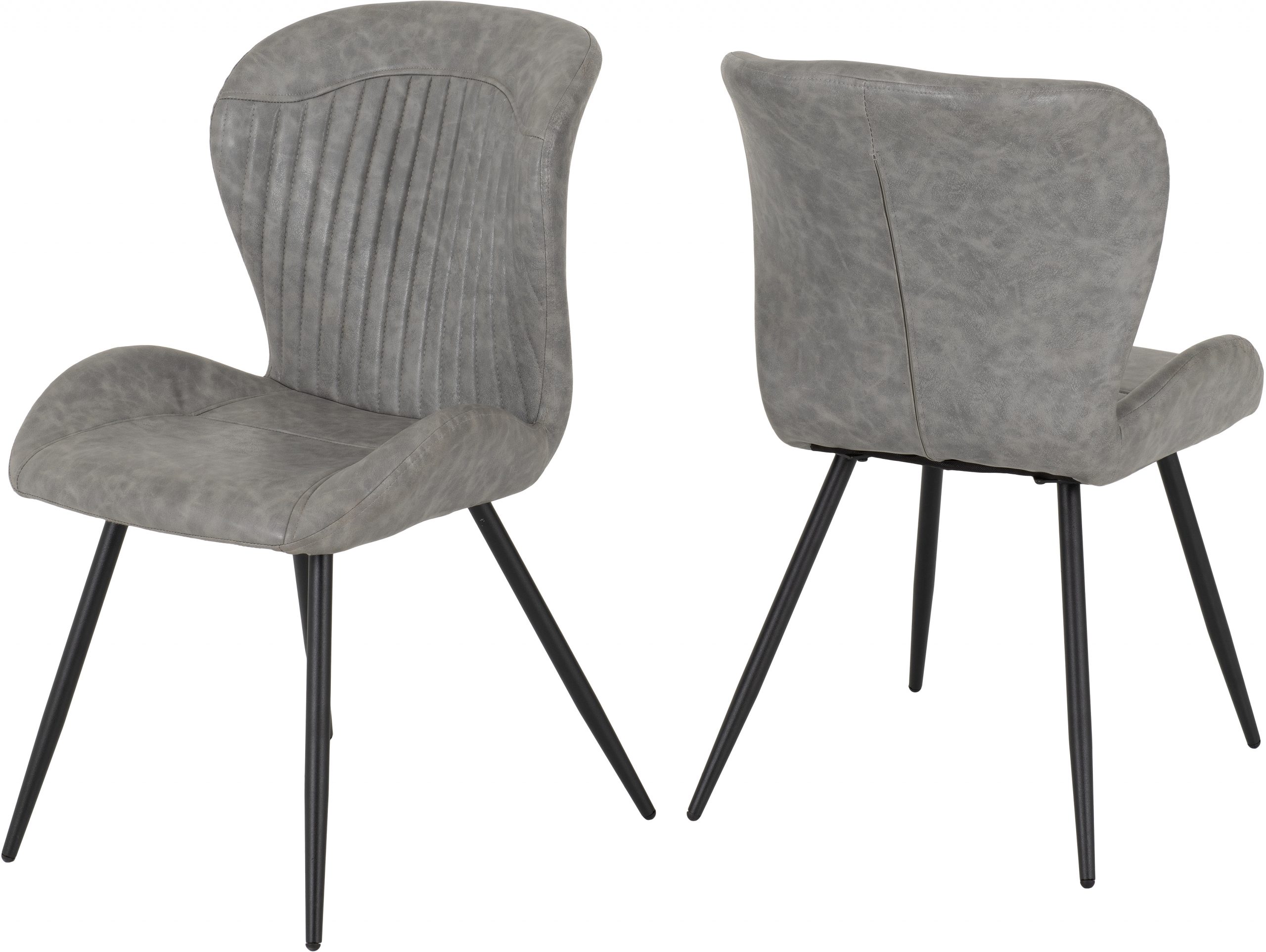 Hamilton Medium Dining Set with Quebec Chairs Medium Oak Effect/Black/Grey Faux Leather - Image 2