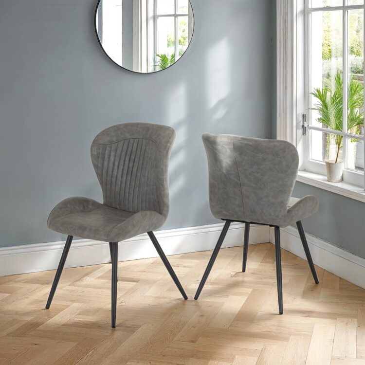 Quebec Chair (Box of 4) Grey Faux Leather