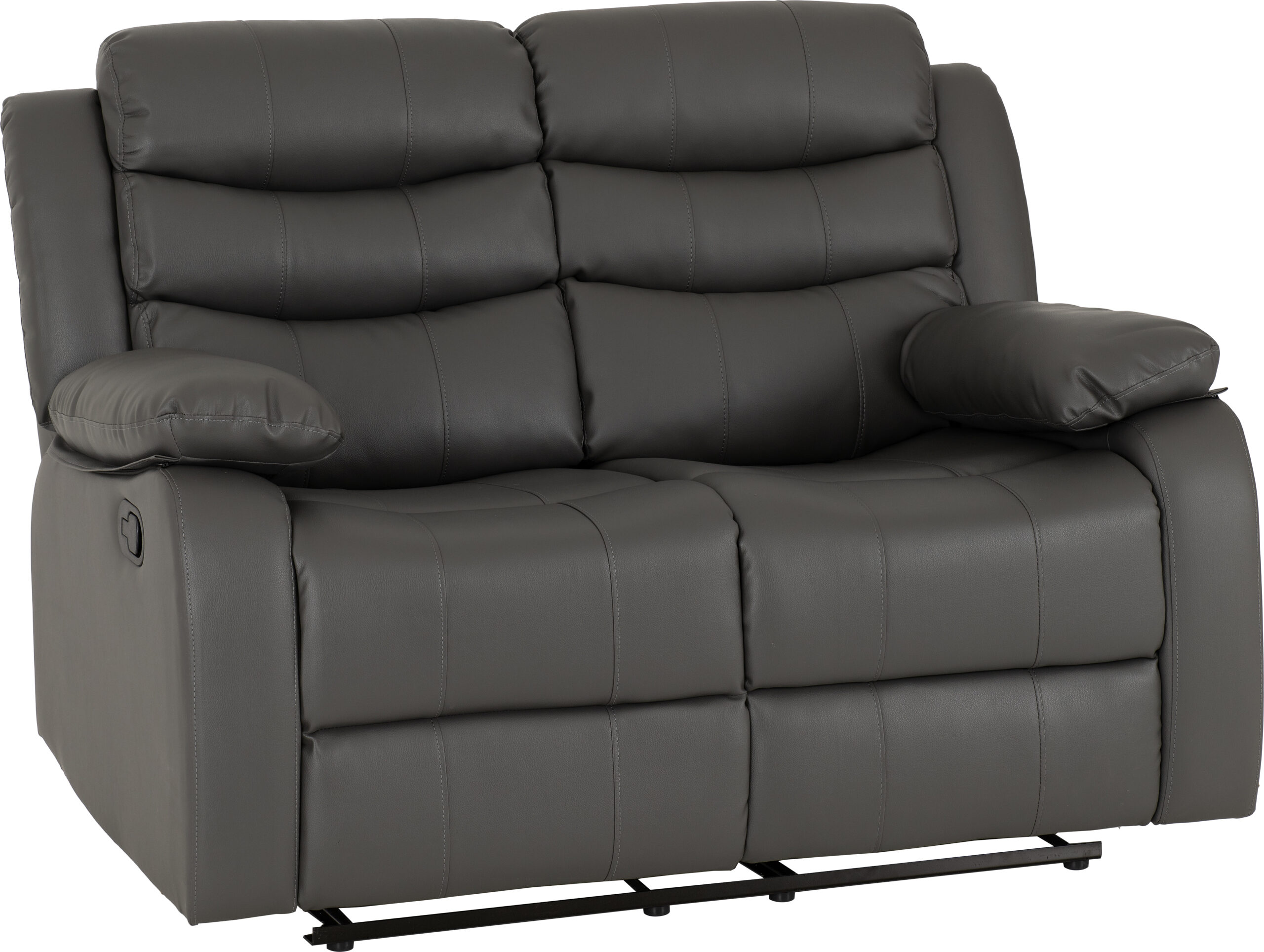 Roma 2 Seater Recliner Sofa Grey Faux Leather - Image 4