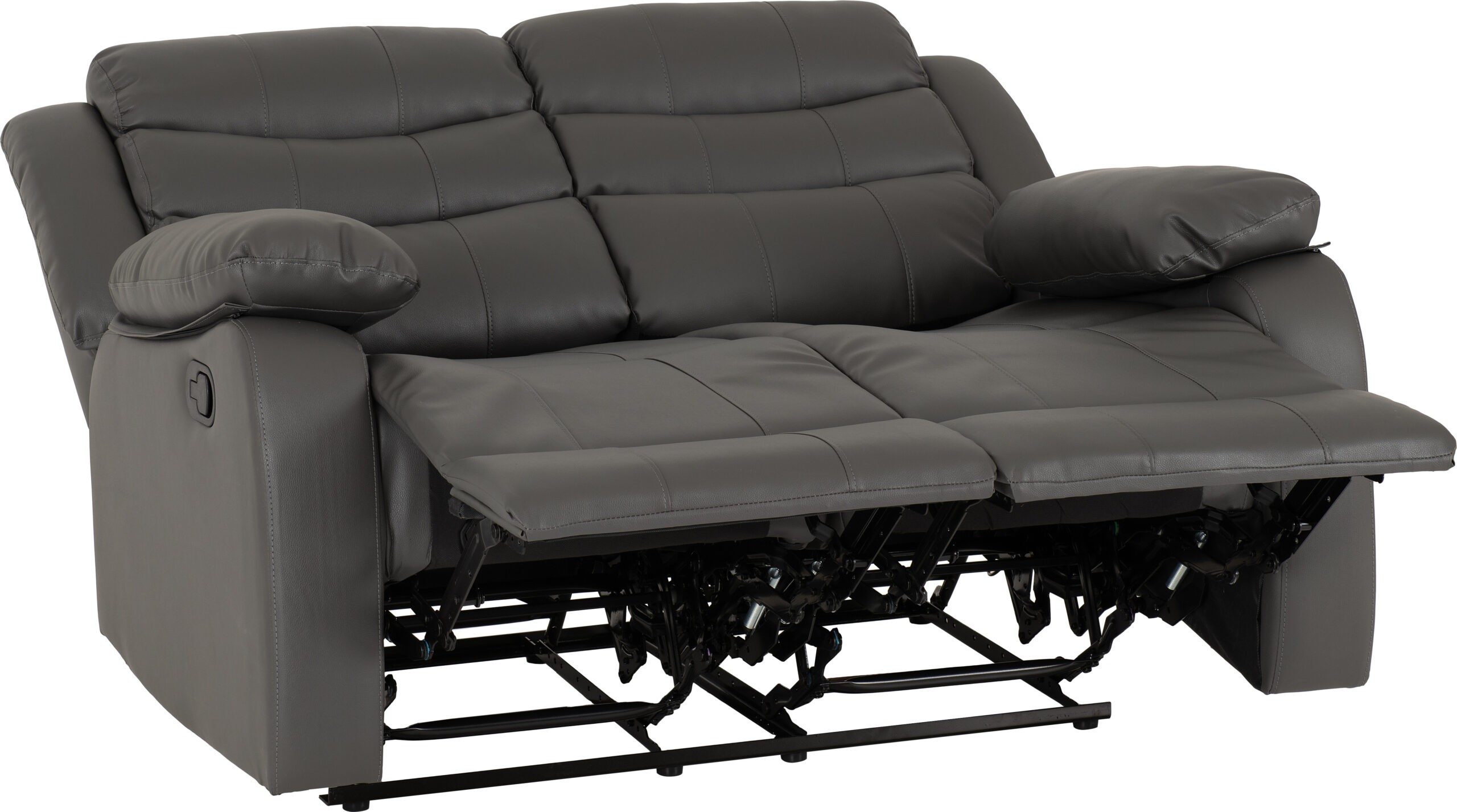 Roma 2 Seater Recliner Sofa Grey Faux Leather - Image 2