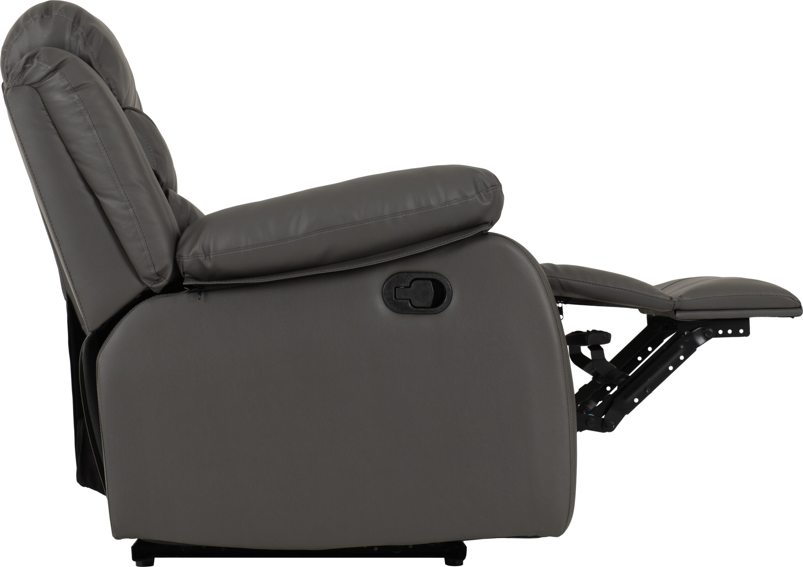 Roma 2 Seater Recliner Sofa Grey Faux Leather - Image 3