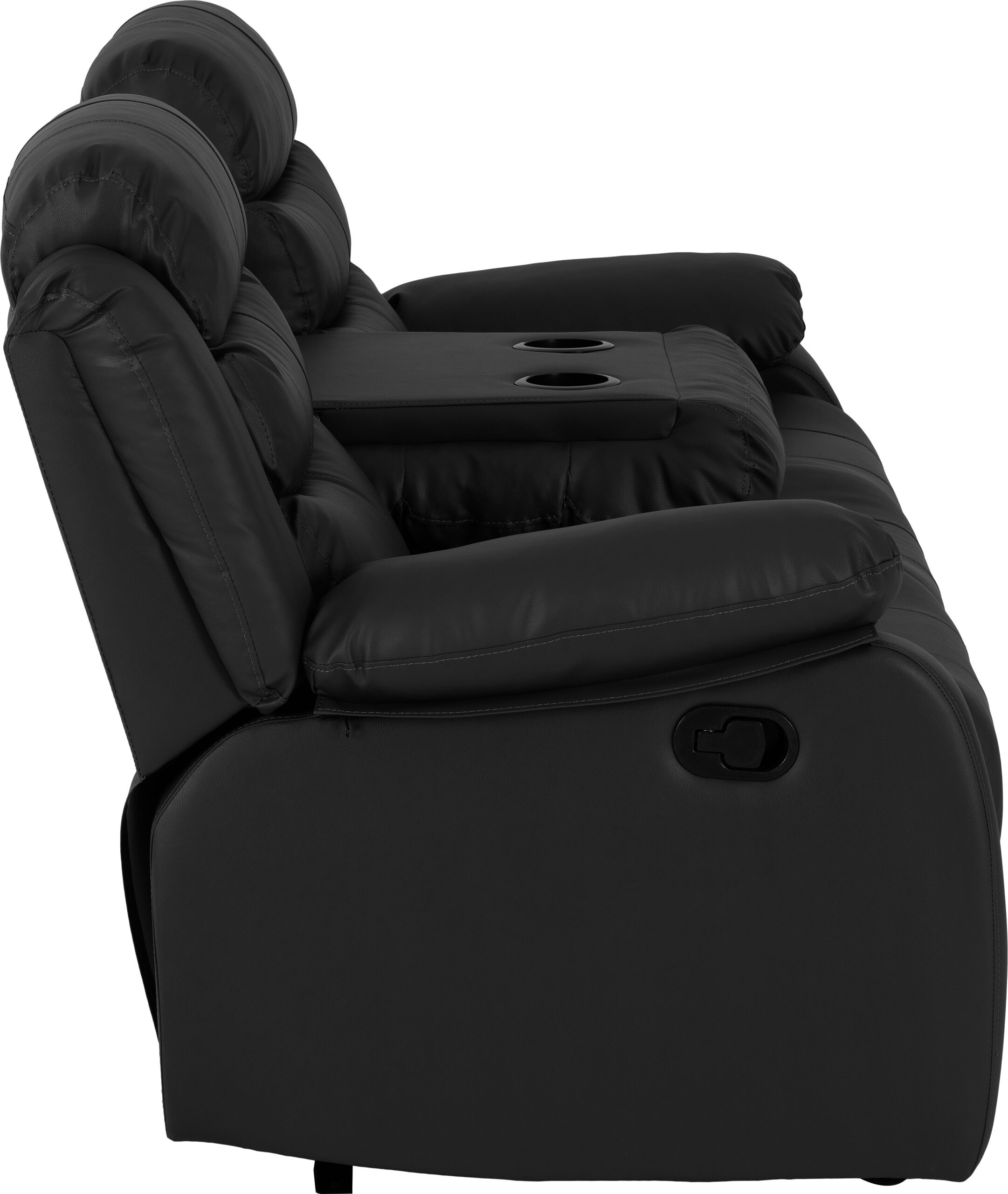 Roma 3 Seater Recliner Sofa Black Faux Leather - Image 2