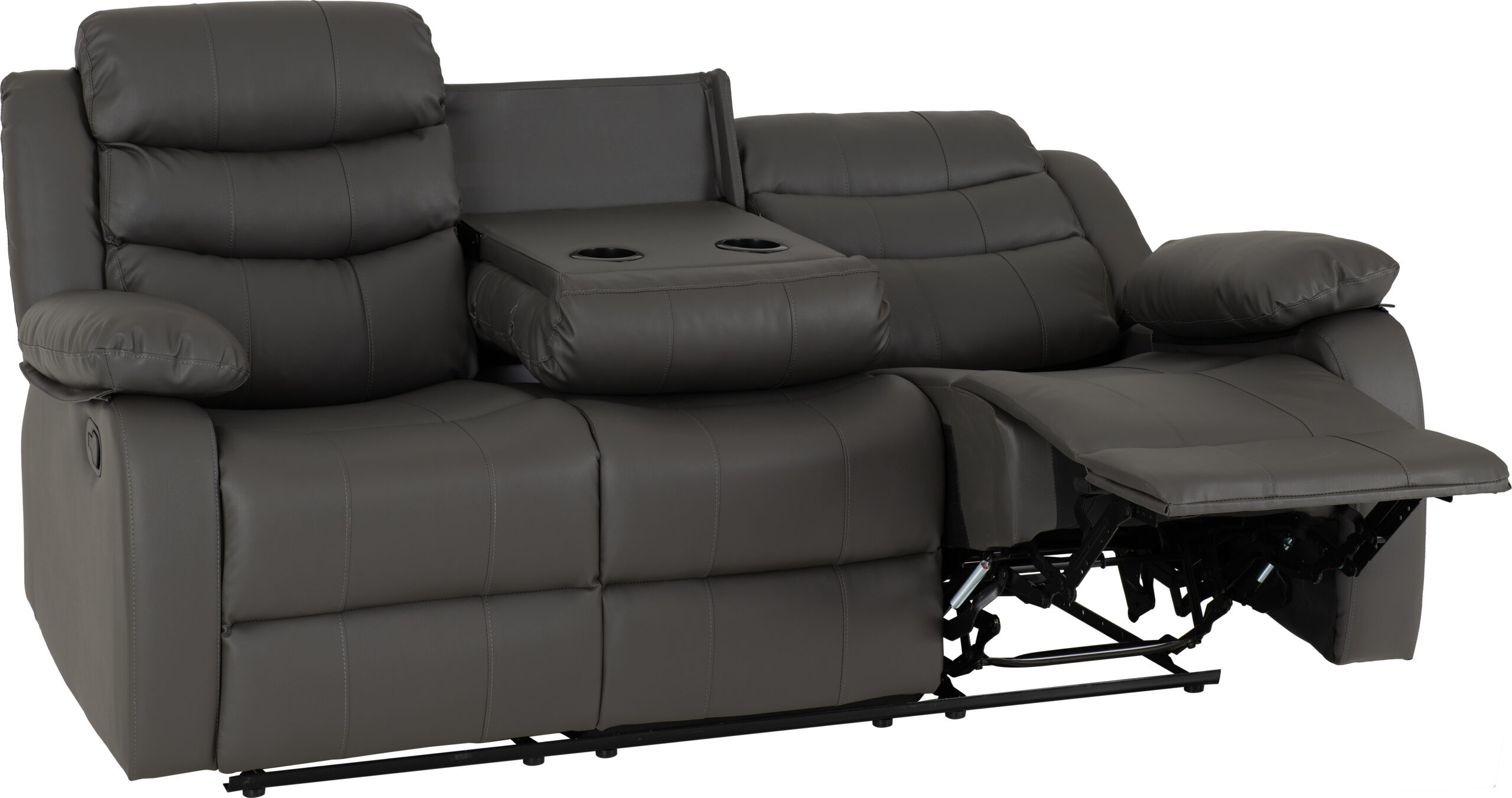 Roma 3 Seater Recliner Sofa Grey Faux Leather - Image 2